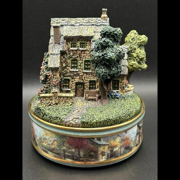 Thomas Kinkade Music Box Stone Brook Inn  A1417 Music Box Works Lite Not  Tested - Picture 3 of 8